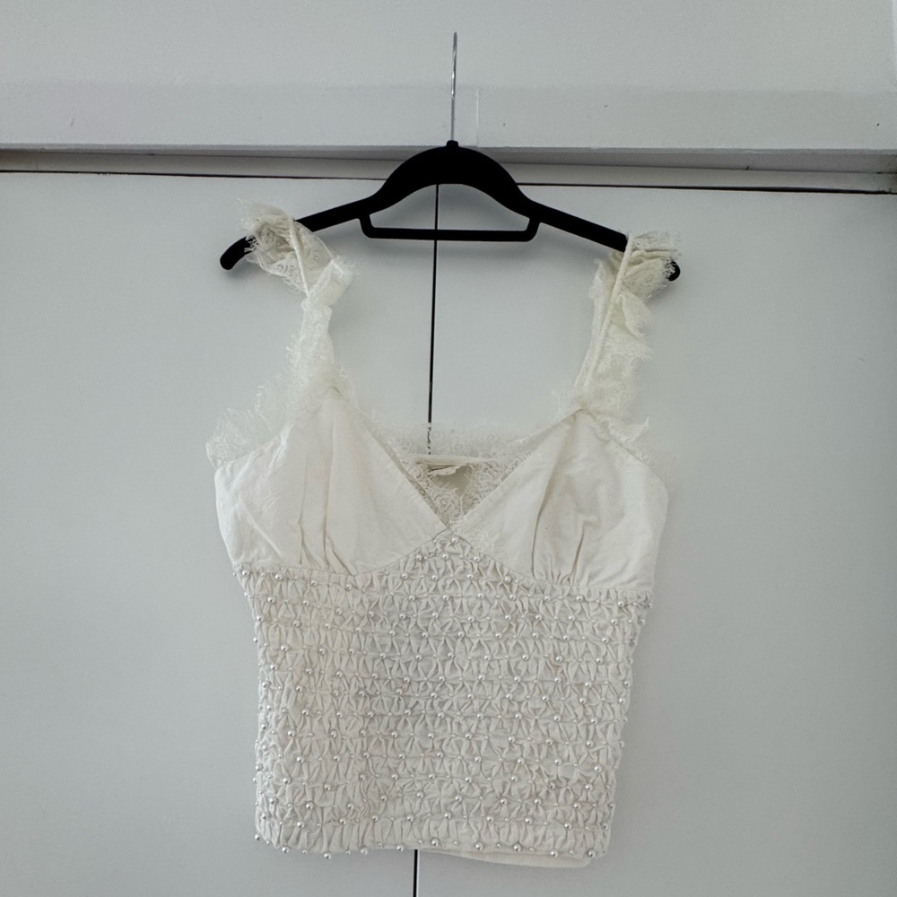 Anthropologie Forever That Girl Pearl Embellished Sleeveless top Small - Picture 3 of 8